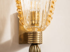 Vintage Art Deco Murano Glass Fluted Sconce