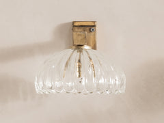 Vintage Glass Wall Sconce with Brass Mount