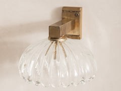 Vintage Glass Wall Sconce with Brass Mount