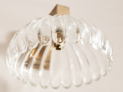 Vintage Glass Wall Sconce with Brass Mount