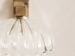 Vintage Glass Wall Sconce with Brass Mount