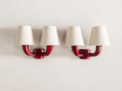 Mid Century French Ceramic Wall Light, Twin Arm - Merlot