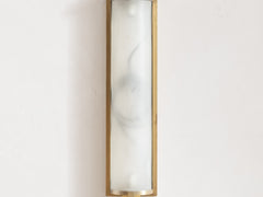 1930s French Brass & Frosted Glass Wall Light