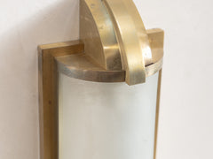 1930s French Brass & Frosted Glass Wall Light