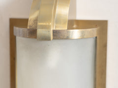 1930s French Brass & Frosted Glass Wall Light