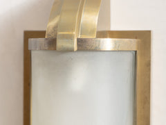 1930s French Brass & Frosted Glass Wall Light