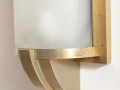 1930s French Brass & Frosted Glass Wall Light