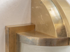 1930s French Brass & Frosted Glass Wall Light