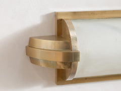 1930s French Brass & Frosted Glass Wall Light