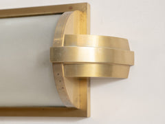 1930s French Brass & Frosted Glass Wall Light
