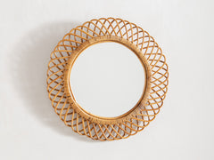 Vintage Rattan Mirror, Round