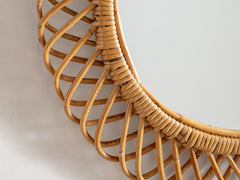 Vintage Rattan Mirror, Round