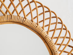 Vintage Rattan Mirror, Round