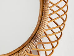 Vintage Rattan Mirror, Round