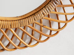Vintage Rattan Mirror, Round
