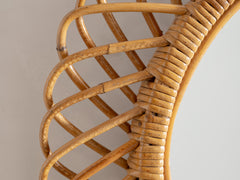 Vintage Rattan Mirror, Round