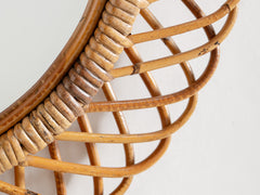 Vintage Rattan Mirror, Round