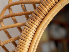 Vintage Rattan Mirror, Round