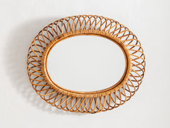Vintage Rattan Mirror, Oval