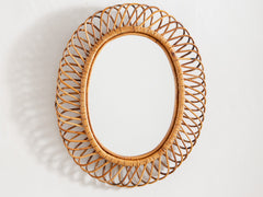 Vintage Rattan Mirror, Oval