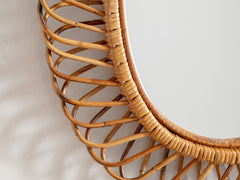Vintage Rattan Mirror, Oval