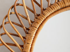 Vintage Rattan Mirror, Oval