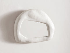 Biomorphic Ceramic Mirror by Dovkola - White