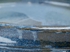 Vintage Blue Ceramic Platter with Fish Handles