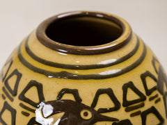 1930s Art Deco Ceramic Vase with Bird Motif