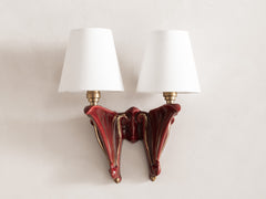Art Noveaux Burgundy Ceramic Wall Light