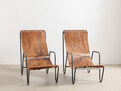 1980s French Cowhide Lounge Chair