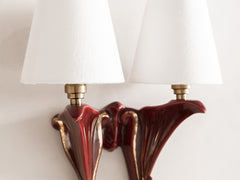 Art Noveaux Burgundy Ceramic Wall Light
