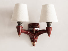 Art Deco Garnet Candelabra Ceramic Wall Light