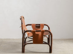 Tito Agnoli Cane & Leather Sling Armchair