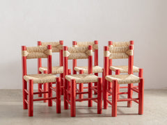 Red Wooden Rush Dining Chair