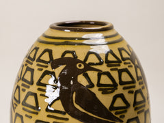 1930s Art Deco Ceramic Vase with Bird Motif