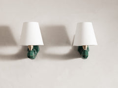 Art Deco Single Arm Green Ceramic Wall Light