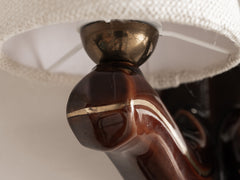 Art Deco Brown Ceramic Twin Arm Wall Light