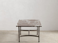 1960s Iron Side Table 04 with Rosso Lepanto Marble Top