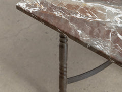 1960s Iron Side Table 05 with Rosso Lepanto Marble Top