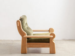 1970s Brutalist Oak Lounge Chair