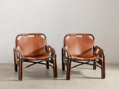 Tito Agnoli Cane & Leather Sling Armchair