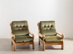1970s Brutalist Oak Lounge Chair