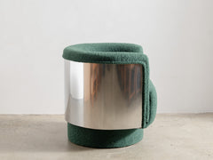 1980s Italian Metal Upholstered Swivel Armchair