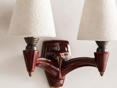 Art Deco Garnet Candelabra Ceramic Wall Light