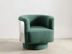 1980s Italian Metal Upholstered Swivel Armchair