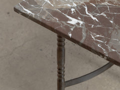 1960s Iron Side Table 04 with Rosso Lepanto Marble Top