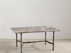 1960s Iron Side Table 04 with Rosso Lepanto Marble Top