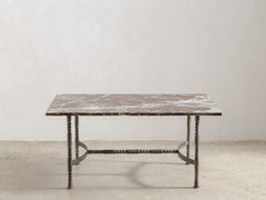 1960s Iron Side Table 05 with Rosso Lepanto Marble Top