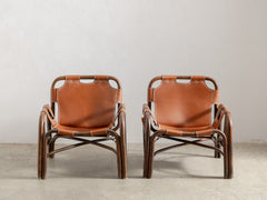 Tito Agnoli Cane & Leather Sling Armchair